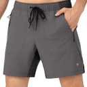 Separatec Men's 2 in 1 Running Shorts with U-Support Compression Liner, Quick Dry Workout Athletic Gym Shorts (Large, Dark Grey)