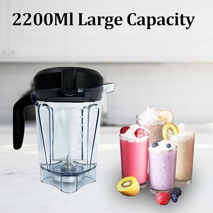 For Vitamix Blender Pitcher 64oz Low-Profile, Replacement Pitcher for Vitamix 750 5300 5200 5000 7500 6300 Vm0102 Vm0103 Vm0197 E310 G/Classic C/Explorian/Commercial series etc