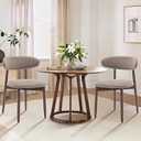 COLAMY Wooden Dining Chairs Set of 2, Modern Fabric Upholstered Kitchen Side Chairs, Farmhouse Dining Room Chair with Foot Pegs, Camel