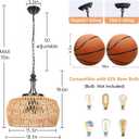 SOTTAE Rattan Boho Chandeliers for Dining Room,5-Light Adjustable Farmhouse Chandelier Light Fixture with Wicker Lampshade,Boho Hanging Pendant Lighting for Kitchen Island, Bedroom, Living Room, large