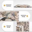 Brown Sliced Stone Pebble Mosaic Tile, 12" x 12" Stone Pebble Backplash for Bathroom Kitchen Shower Floors and Wall Decor and Outdoor Areas, Pack of 5