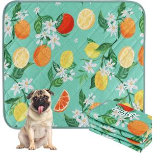 BVAGSS Washable Pee Pads for Dogs, 2 Pack Reusable Leakproof Puppy Wee Wee Pad, Non-Slip Waterproof Pet Training Pads, Super Absorbent Whelping Pads XH081 (Green Lemon, 36X24 Inch (Pack of 2))