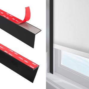 100% Blackout PVC Light Blocking Strip for Window Shades and Blinds Both Sides Tracks for Blackout Shades Easy to Install for BedroomGreat for Bedroom Nursery (L-Shaped Black-2pcs, 58.5")