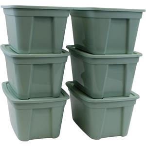 Edge Plastics Classic Storage Tote, durable storage in for home or garage with secure snap lid designed for stacking (6, Light Green, 5 Gallon)