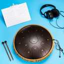 Steel Tongue Drum- ChunFeng 14 Inch 15 Notes -Steel Drums For Adults-Hand Pan Drums With Music Book,Handpan Tongue Drum Mallets and Carry Bag,C Major(Bronze)