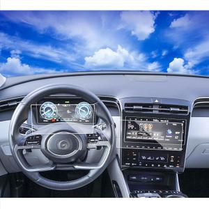 2pcs 2024 Tucson Santa Cruz Screen Protector for 2022 2023 2024 H yundai Tucson/Santa Cruz 10.25Inch 2024 Tucson Accessories Tempered Glass Tucson 10.25''(Nav. & Dashboard Screen)
