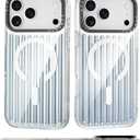 ORNARTO for iPhone 17 Pro Max Case 6.9", Flat Surface Gradient Stripe Back Design, Compatible with MagSafe, Shockproof Slim Protective Phone Cover - Glossy Silver