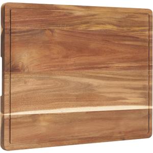 Extra Large Butcher Block Cutting Board Acacia Wooden Cutting Boards with Handles Kitchen Chopping Block with Juice Groove Butcher Block Board Large Turkey Cutting 24x18"