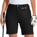 MoFiz Women's 7" Golf Shorts UPF 50+ Water-Resistant Hiking Shorts Lightweight Outdoor Stretchy Athletic Shorts (Black, XXL)