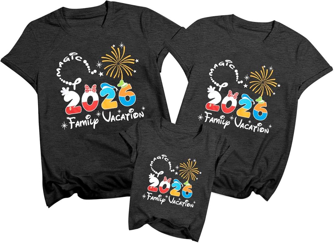 Family Vacation Shirts 2026 Family Matching Outfits Magical Tshirt for Family Cruise Trip Clothes Summer Travel Tops (Small, Grey)