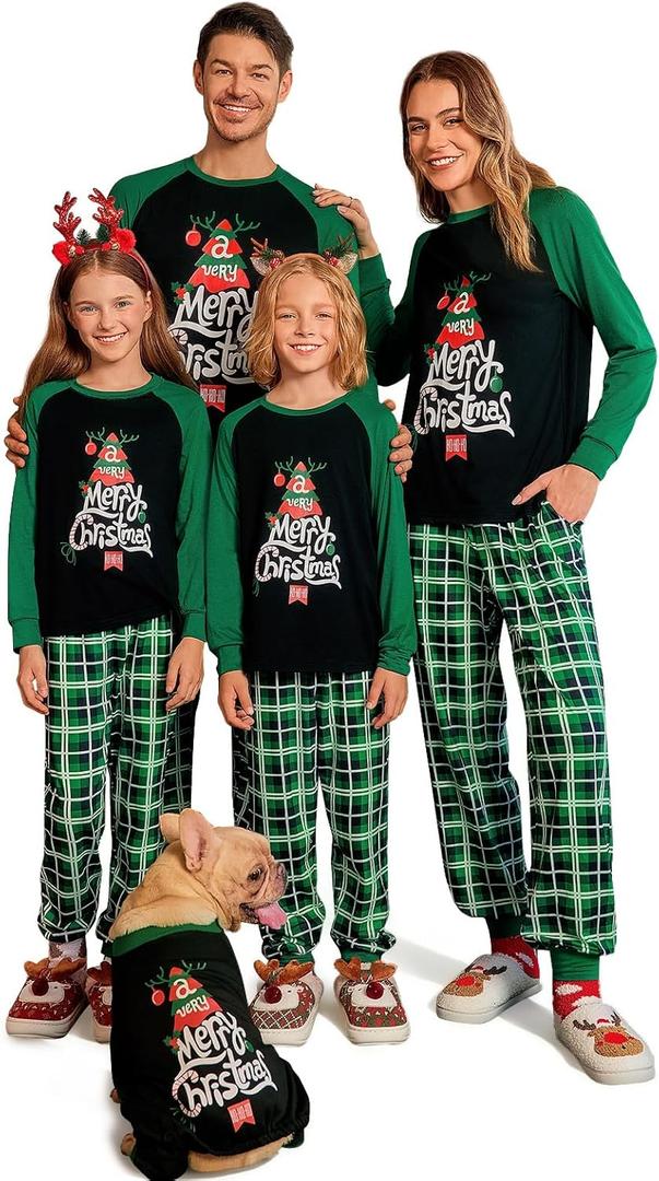 Haloumoning Family Christmas Pajamas Matching Sets Xmas PJs Sets Holiday Jammies Sleepwear