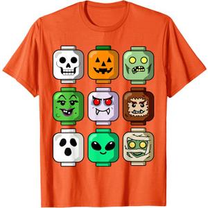 Halloween Building Brick Head Pumpkin Ghost Zombie Boys T-Shirt, Size XS
