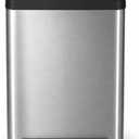 Home Zone Living 19 Gallon Kitchen Trash Can with Dual Compartments | Stainless Steel with CleanAura Odor Control, Soft-Close Step Pedal Lid and Recycling Flap for Quick Disposal, Silver