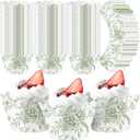 Domensi 100 Pcs Cupcake Wrappers Rustic Cupcake Liners Baking Cups Baking Liners for Wedding Bridal Baby Shower Birthday Party Supplies Dessert Decoration(Green, Floral)