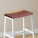 HOOBRO Bar Stools, Set of 2 Bar Chairs, 23.6 Inch Saddle Stools, Kitchen Counter Seat with Footrests, Industrial Barstools for Dining Room, Kitchen, Counter, Bar, Walnut and White HW02MD01