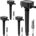 Set of 4 Ignition Coil Packs & Iridium Spark Plugs Compatible with 2.4L 2014-2020 Jeep Cherokee Compass Renegade, Ram ProMaster City, 15-17 Chrysler 200 13-16 Dodge Dart 16-18 Fiat 500X Replace UF751