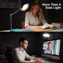 Premium LED Desk Lamp for Home Office Eye-Caring Double Side Light with Knob Remote, Stepless Dimming & Color, Memory, Metal Table Lamp for Zoom, Studying, Video Conference, Flicker-Free, Glare-Free