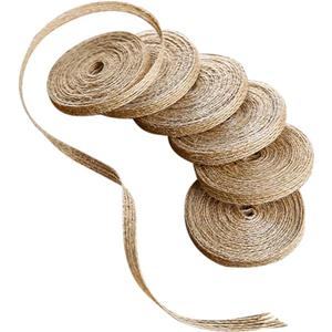6 Rolls Burlap Ribbon Natural Burlap Fabric Ribbon 1/4 inches Tan Jute Linen Ribbon Rolls for Gift Wrapping Bows Making,DIY Crafts,Party Decoration (5 yard x 6 Roll, Beige)