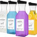 Laundry Detergent Dispenser Bottle 53oz with Label,4 Pack Liquid Laundry Dispenser,Plastic Detergent Dispenser for Laundry Room Organization and Storage,Black Lid