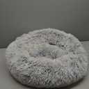 JOLLYVOGUE Calming Dog Bed Medium Size Dog, Anti-Anxiety Donut Medium Pet Bed, 27 inches Fluffy Faux Fur Round Cat Bed (Smoke Grey)