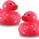 Jerify 3 Inch Large Valentine's Day Rubber Ducks 6 Pcs Valentine Large Pink Sweetheart Duckies Rubber Ducks for Bathtub Toys Party Favors Decorations Classroom Prizes Exchange Gifts