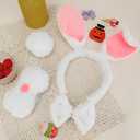 2 x Bunny Costume,Bunny Ears Headbands and Tail Set,Halloween Adult Long Furry Rabbit Ear Headband Halloween Party Cosplay White Rabbit Ears Costume Hair Accessories for Adult Women Easter Cosplay