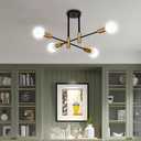 4-Light Mid Century Flush Mount Ceiling Sputnik Semi Light Chandelier Modern Fixture Light with E26 Base for Farmhouse Kitchen Dining Room Bedroom