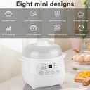 White 1L Mini Slow Cooker with Steamer Basket, 24-Hour Timer and Automatic Keep-Warm Function, 200W Smart Ceramic Electric Slow Cooker, Kitchen Cooking Appliance, 1.1 Quarts