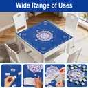 GreenD Mahjong Mat for Table 31.5"x31.5" Rubber American Mahjong Mat with Rules, Non Slip Noise Reduction Game Table Cover with Dice for Mahjong, Poker, Board, Card, Tile Games (Blue)