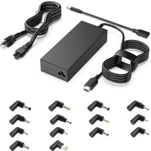 100W 90W Universal Laptop Charger USB C Comaptible with Dell HP Acer Asus IBM Toshiba Samsung Sony Fujitsu Gateway Notebook Chromebook AC Adapter Power Cord with 15 Tips(Work with 65W 45W)
