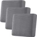 H.VERSAILTEX Super Stretch Individual Seat Cushion Covers, Thick Jacquard Textured Twill Fabric (3 Piece XL Sofa Cushion Covers, Grey)