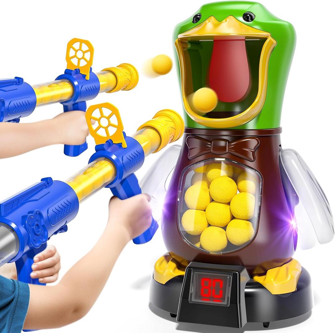 BABY HOME Duck Shooting Toys for Kids 3-5 Years, 2 Packs of Foam Shooting Toy with Movable Shooting Game, Interactive Competition Game Gifts for Boys and Girls Ages 6-9+ Years Old