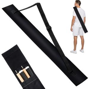 Pool Cue Case 2x2, Pool Stick Case for Holding 2 Butts & 2 Shafts Black Billiard Cue Stick 32 Inches Long Pool-Cue Sticks Bag Sturdy Polyester Billiard-Cue Bag with Shoulder Strap for Men Women
