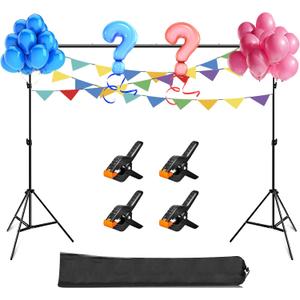 Photo Backdrop Stand, PULUZ Adjustable Photography Backdrop Stand Support Kit 6.56*6.56ft Studio Backdrop Stand with 4 Backdrop Clamps and Carry Bag, Backdrop Stand for Parties, Photoshoot & Wedding
