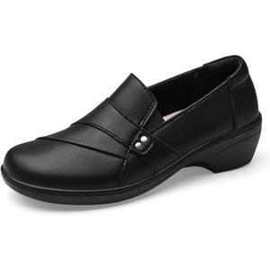 KORDAL Women's Comfortable & Lightweight Black Leather Loafers Slip-Ons Stylish Business Casual Dress Shoes Work Office Everyday Walking Shoes for Women 36EUR M Black