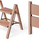 2 Step Ladder, Aluminum Lightweight Folding 2 Step Stool with Anti-Slip Wide Pedal,330lbs Capacity Steel Ladder for Office and Household(Light Peach Pink)