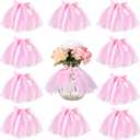 Tatuo 12 Pieces Mini Tutu Table Skirt Wine Bottle Cover Tutu Skirt Tulle Vase Skirt Decor Garland Centerpieces for Wedding Baby Shower Cake Dessert Birthday Party(Pink and White)