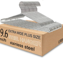 Extra Wide Wire Hangers for Plus Size Clothes, 19.6 Inch Stainless Steel Plus Size Hangers Ideal for XL, XXL Shirts, Coats, Dresses, Etc. Silver. 40pk.