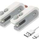 Mini Bag Sealer with Cutter and Magnet, 2-In-1 Rechargeable Mini Heat Sealer & Cutter, Magnetic Portable Plastic Resealer Bag Sealer Handheld for Snacks, Chips, Food Freshness Storage (2, White)