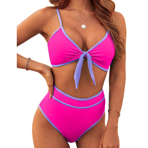Blooming Jelly Womens High Waisted Bikini Set Tie Knot High Rise Two Piece Swimsuits Bathing Suits
 3