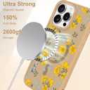 with Magnetic for iPhone 16 Pro MAX Case with Screen Protector, Anti-Fingerprint Translucent Matte Phone Cover for Girls Women-Autumn Flowers/Yellow
