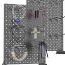 TORACK Pegboard Display Stand for Craft Shows & Fairs, 12 x 16 in Metal Tabletop Pegboard Display with Hooks for Christmas Fair Event(Black, Pack of 2)