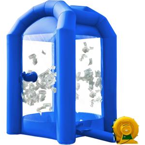 OZIS 8.2x5.2x5.2Ft Inflatable Money Machine Booth with Blower Inflatable Cash Cube Booth for Business Advertising Promotions Party(Blue)