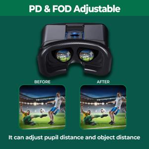 VR Headset for Phone with Controller, Anti-Blue Lens PD & Fl Adjustable Virtual Reality Goggles Set for Kids and Adults, Compatible with iPhone 16/ 15/ 14/ 13/ 12 Samsung Android 4.5-6.7"