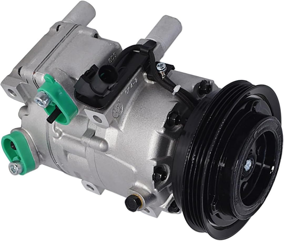 AC Compressor and A/C Clutch, A/C Ports 4 Grooves Replacement for Accent 1.6L 2006 2007 2008 2009 CO 10925C 10361991 1010925 60-02433NA