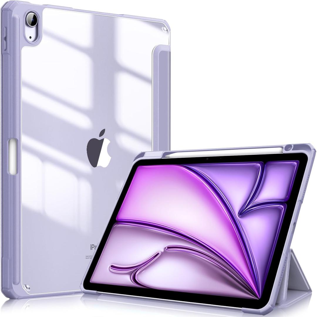 Fintie Hybrid Slim Case for iPad Air 11-inch M3 (2025) / M2 (2024), iPad Air 5th (2022) / 4th Generation (2020) 10.9 Inch - Shockproof Cover with Clear Back Shell & Pencil Holder, Lilac Purple