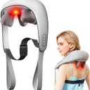 Neck Massager with Heat - Neck Massager for Pain Relief Deep Tissue with 6 Heads, 3-Speed Electric Cordless 6D Deep Kneading Shoulder Massager, Home Office Car Use, Gifts for Men, Women