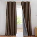 NICETOWN Coffee Vintage Linen 100% Blackout Curtains for Living Room, W52 x L90 in, Set of 2, Thermal Insulated Curtains with Light Blocking Liner, Noise Reducing Window Treatments for Home Cinema