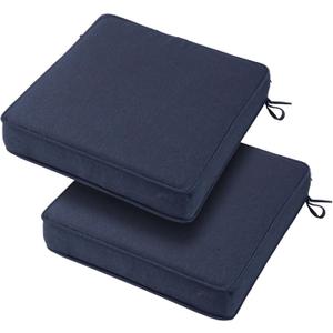 19x19x3 Inch Outdoor Square Corner Chair Cushions with Ties Set of 2, Water&Fade Resistant Thick Seat Cushion Pads for Garden Patio Dining Porch Furniture - Navy Blue