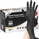 Schneider Nitrile Exam Gloves, Large, 200-ct Box, 4-mil, Black Disposable Gloves Latex-Free, Powder-Free, Food Safe, Medical Gloves for Cooking, Cleaning, Examination